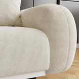 Modern White Sherpa 84" Upholstered Sofa with Black Solid Wood Legs & Soft Foam Cushion