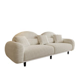 Modern White Sherpa 84" Upholstered Sofa with Black Solid Wood Legs & Soft Foam Cushion