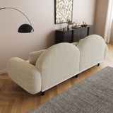 Modern White Sherpa 84" Upholstered Sofa with Black Solid Wood Legs & Soft Foam Cushion