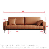 Modern Brown Leather Loveseat Sofa Bed with Square Arms & Metal Legs
