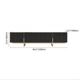 WEHOMZ 86.6'' Media Console TV Stand with Faux Marble Top & Storage - Beige & Black