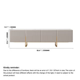 WEHOMZ 86.6'' Media Console TV Stand with Faux Marble Top & Storage - Beige & Black
