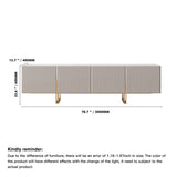 WEHOMZ 86.6'' Media Console TV Stand with Faux Marble Top & Storage - Beige & Black