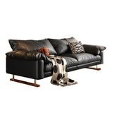 WEHOMZ Vintage Faux Leather Sofa Black & Beige, Soft Feather-Fill, Spacious 3-Seater