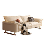 WEHOMZ Vintage Faux Leather Sofa Black & Beige, Soft Feather-Fill, Spacious 3-Seater