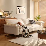 WEHOMZ Vintage Faux Leather Sofa Black & Beige, Soft Feather-Fill, Spacious 3-Seater