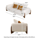 WEHOMZ Modern White 3-Seater Sofa with Sherpa Fabric & Solid Wood Legs