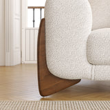 WEHOMZ Modern White 3-Seater Sofa with Sherpa Fabric & Solid Wood Legs