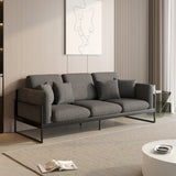 Modern Grey Upholstered Sofa with Metal Frame & Removable Cushions