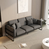Modern Grey Upholstered Sofa with Metal Frame & Removable Cushions