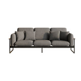 Modern Grey Upholstered Sofa with Metal Frame & Removable Cushions