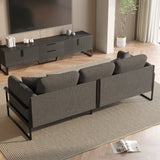 Modern Grey Upholstered Sofa with Metal Frame & Removable Cushions