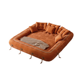 WEHOMZ Velvet Bean Bag Style Sleeper Sofa Bed – Pet-Friendly, Foldable & Multi-Functional in Beige, Grey, Green, Caramel