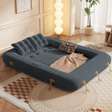 WEHOMZ Velvet Bean Bag Style Sleeper Sofa Bed – Pet-Friendly, Foldable & Multi-Functional in Beige, Grey, Green, Caramel
