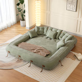 WEHOMZ Velvet Bean Bag Style Sleeper Sofa Bed – Pet-Friendly, Foldable & Multi-Functional in Beige, Grey, Green, Caramel