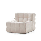 WEHOMZ Corduroy Bean Bag Sofa Chair in Beige & Caramel | Tufted Upholstery & Solid Wood Legs