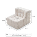 WEHOMZ Corduroy Bean Bag Sofa Chair in Beige & Caramel | Tufted Upholstery & Solid Wood Legs