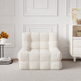WEHOMZ Corduroy Bean Bag Sofa Chair in Beige & Caramel | Tufted Upholstery & Solid Wood Legs