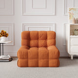 WEHOMZ Corduroy Bean Bag Sofa Chair in Beige & Caramel | Tufted Upholstery & Solid Wood Legs