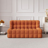 WEHOMZ Corduroy Bean Bag Sofa Chair in Beige & Caramel | Tufted Upholstery & Solid Wood Legs