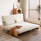 Convertible Sofa in Beige & Brown - Tech Fabric Upholstered, Foldable, with Wooden Legs