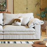 WEHOMZ Beige Cotton Linen Sofa with Removable Washable Covers & Cushion Back