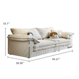 WEHOMZ Beige Cotton Linen Sofa with Removable Washable Covers & Cushion Back
