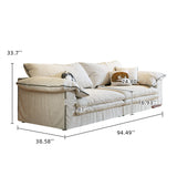 WEHOMZ Beige Cotton Linen Sofa with Removable Washable Covers & Cushion Back