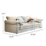 WEHOMZ Beige Cotton Linen Sofa with Removable Washable Covers & Cushion Back