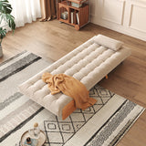 WEHOMZ Beige Folding Sofa Bed Convertible, Cotton & Linen Upholstery, Wooden Legs