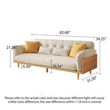 WEHOMZ Beige Sofa with Tufted Cotton Linen Upholstery & Solid Wood Frame