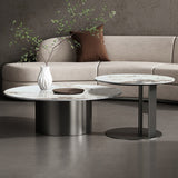 Black & Gold Round Nesting Coffee Table with Sintered Stone Top