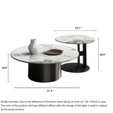 Modern Black & Gold Nesting Coffee Table Set with Sintered Stone & Metal