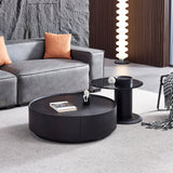 Modern Black & Grey Nesting Coffee Table Set with Storage Drawers & Tempered Glass