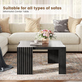 WEHOMZ Minimalist Black Square Coffee Table with Fluted Edges – Engineered Wood
