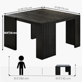 WEHOMZ Minimalist Black Square Coffee Table with Fluted Edges – Engineered Wood