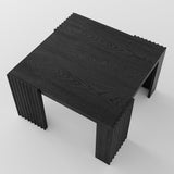 WEHOMZ Minimalist Black Square Coffee Table with Fluted Edges – Engineered Wood