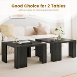WEHOMZ Minimalist Black Square Coffee Table with Fluted Edges – Engineered Wood