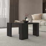 WEHOMZ Minimalist Black Square Coffee Table with Fluted Edges – Engineered Wood