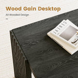 WEHOMZ Minimalist Black Square Coffee Table with Fluted Edges – Engineered Wood