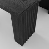 WEHOMZ Minimalist Black Square Coffee Table with Fluted Edges – Engineered Wood
