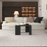 WEHOMZ Minimalist Black Square Coffee Table with Fluted Edges – Engineered Wood