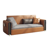 Brown Leather Convertible Sleeper Sofa with Storage & Comfort Design