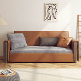 Brown Leather Convertible Sleeper Sofa with Storage & Comfort Design