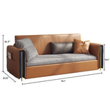 Brown Leather Convertible Sleeper Sofa with Storage & Comfort Design
