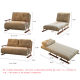 Checkered 4-in-1 Sleeper Sofa - Convertible Folding Chair Bed, Tartan & Woolen Fabric Options