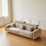 WEHOMZ Chenille Lounge Sofa in Light Mocha, Vintage Green & Deep Blue with Adjustable Headrest