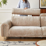 WEHOMZ Chenille Lounge Sofa in Light Mocha, Vintage Green & Deep Blue with Adjustable Headrest