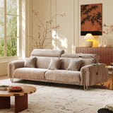 WEHOMZ Chenille Lounge Sofa in Light Mocha, Vintage Green & Deep Blue with Adjustable Headrest