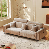 WEHOMZ Chenille Lounge Sofa in Light Mocha, Vintage Green & Deep Blue with Adjustable Headrest